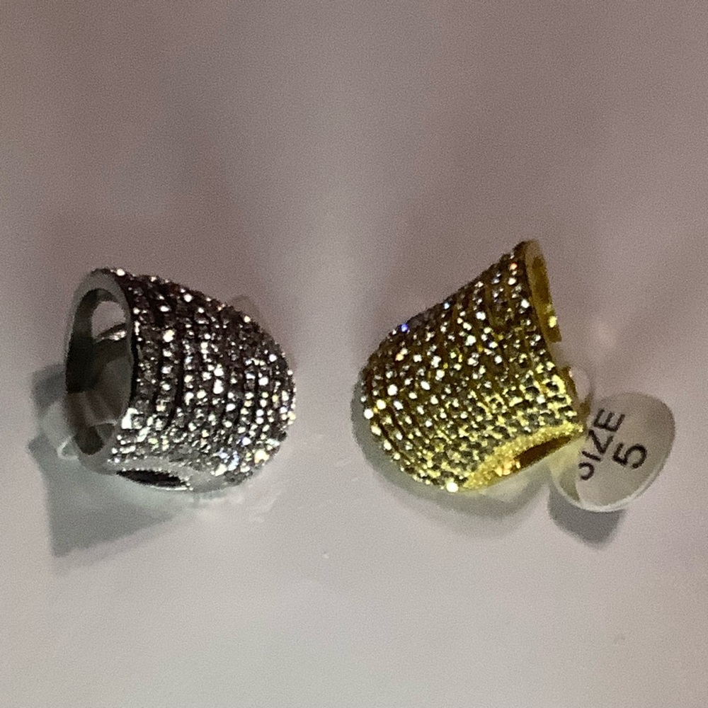 Layered Styled Silver or Gold Rhinestones Crystal Rings - Picture 4 of 16